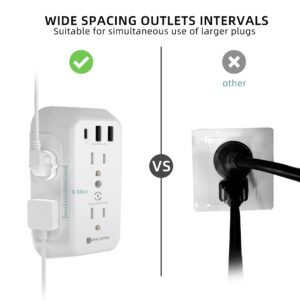 Outlet Extender and USB Wall Charger, 6 Outlets, 2 USB Ports and 1 USB-C Port Surge protector. Multi-outlet for Home, Office, Travel