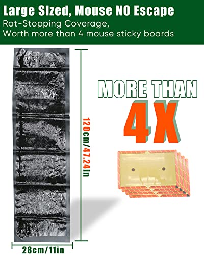 SEEKBIT 6 Pack Rat Sticky Traps, Black Fabric Material Catching Mouse Glue Trap for Mice and Rats, Enhanced Stickiness Trapping Pads Work for Snakes Spiders Roaches House - 47.2x11