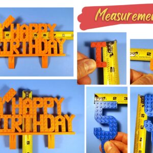 Custom Block Celebration Cake Topper Set Happy Birthday Sign, Name & Numbers Lego Compatible (1 Number / 5 Letters or Less)