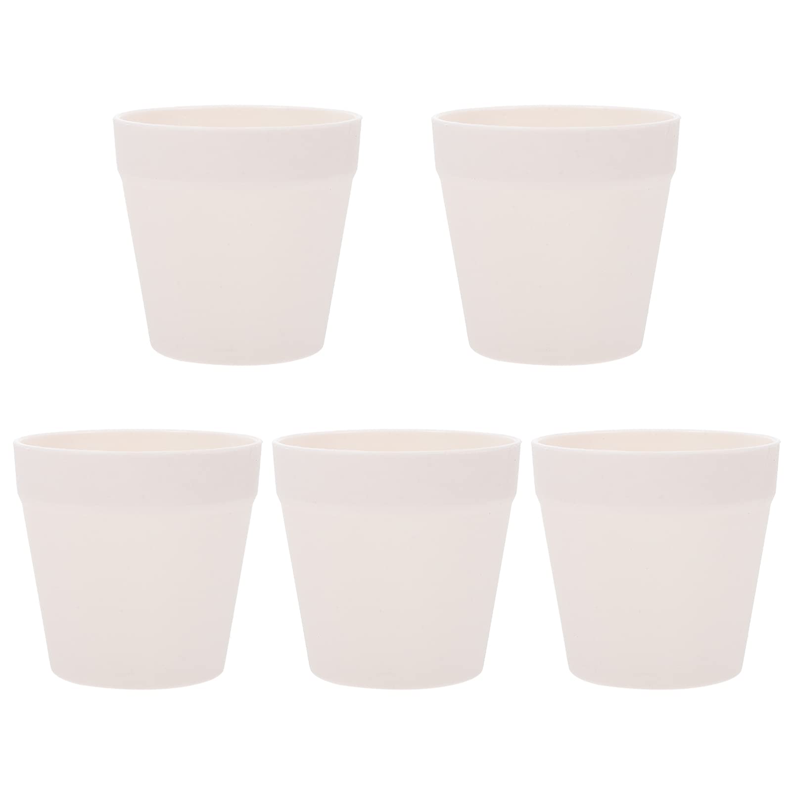 Happyyami 5 Pcs Flowerpot Indoor Planters Flower Succulent Pots Plants Pot Starting Pots Paintable Planter Pots Gardening Containers Mini Flower Pot White Vegetable Succulents Plastic Child