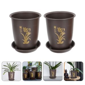 Happyyami 4 Sets Flowerpot Orchid Pot Imitation Porcelain Planter Cactus Pots Indoor Plant Pot Plastic Succulent Pot Pottery Ventilation Orchid Planters Orchids Flower Pots Breathable Bonsai