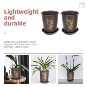 Happyyami 4 Sets Flowerpot Orchid Pot Imitation Porcelain Planter Cactus Pots Indoor Plant Pot Plastic Succulent Pot Pottery Ventilation Orchid Planters Orchids Flower Pots Breathable Bonsai