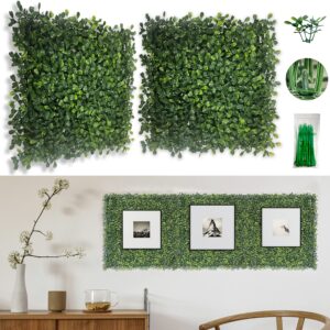bybeton artificial boxwood grass wall panels - 10"x 10"(10pcs) faux green wall panels for interior wall - backdrop wall - garden wall - indoor outdoor wall plants decor