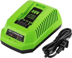 powilling replacement charger compatible with greenworks 40v battery charger lithium ion 29482 29462 29472 2901319 2938302 baf702 l-300 baf704 baf705 compatible with 40v g-max power tools