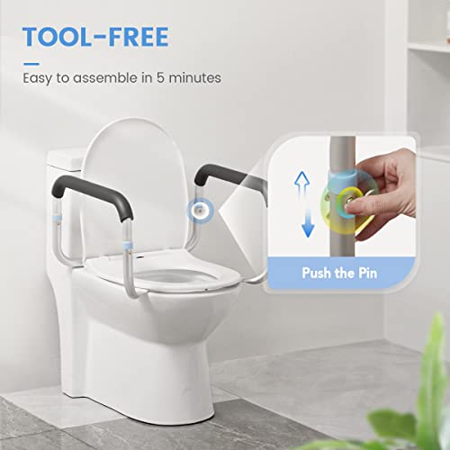 OasisSpace Medical Toilet Safety Rail - Adjustable Compact Support Frame with Hand Rails for Bathroom Toilet Seat - Easy Installation for Handicap, Elderly