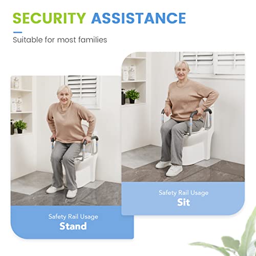 OasisSpace Medical Toilet Safety Rail - Adjustable Compact Support Frame with Hand Rails for Bathroom Toilet Seat - Easy Installation for Handicap, Elderly