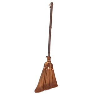 tofficu small bamboo handle broom, heavy duty whisk broom 23in length, kid cleaning broom brown silk brooms for sweeping indoor, outdoor