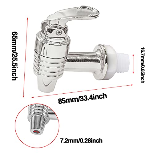 Taiss 2PCS Water jug spigot replacement,Water Dispenser Replacement Parts,plastic spigot Spout,Water Beverage beer barrel Dispenser Valve Water Crock Tap(silver) F-062-SR