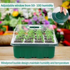 Patigrow 5 Packs Seed Starter Tray Flexible Silicone 60 Cells Reusable Seed Starter Kit with Humidity Dome Dishwasher Safe Seed Starting Trays Plant Starter Kit Indoor Greenhouse for Seed Starting