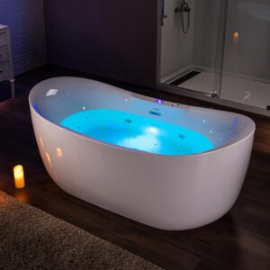 woodbridge 72" x 35-3/8" whirlpool water jetted and air bubble freestanding heated soaking combination bathtub with led control panel, bj400