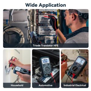 VENLAB Digital Multimeter DC AC Voltmeter, Ohm Meter, Fast Accurately Measures Voltage, Current, Resistance, Continuity, Diode, hFE, Tests Live Wire