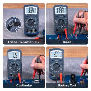 VENLAB Digital Multimeter DC AC Voltmeter, Ohm Meter, Fast Accurately Measures Voltage, Current, Resistance, Continuity, Diode, hFE, Tests Live Wire