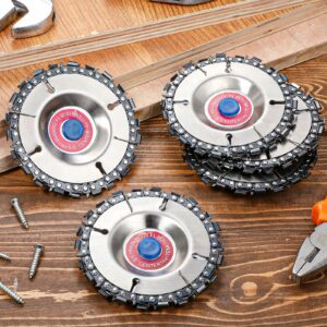 Newwiee 8 Pcs 5/8 Inch Wood Carving Chain Disc 4 Inch 22 Teeth Saw Blade Grinder Wood Carving Disc for 4 Inch/ 4-1/2 Inch Angle Grinder Grinding Shaping Attachment Chainsaw Grinder Wheel