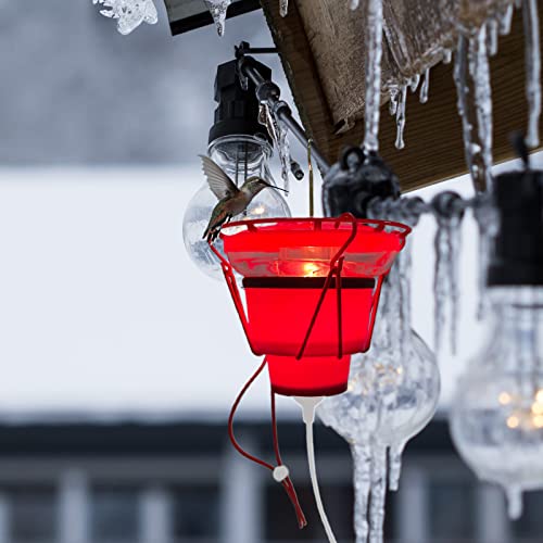 Hummingbird Feeder Heater, Heated Feeders for Outdoors,Bird Heater Attaches to Bottom Feed Hummingbirds in Freezing Weather Winter Outdoor Garden(Feeder NOT Included) Red