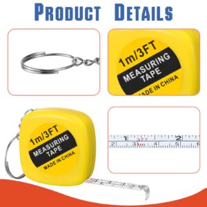 80 Pcs Small Tape Measure Keychains Functional Mini Retractable Measuring Tape with Lock Pocket Portable Measurement Tape Bulk for Construction Party Favors Birthday Gift Daily, 4 Colors(3 ft)