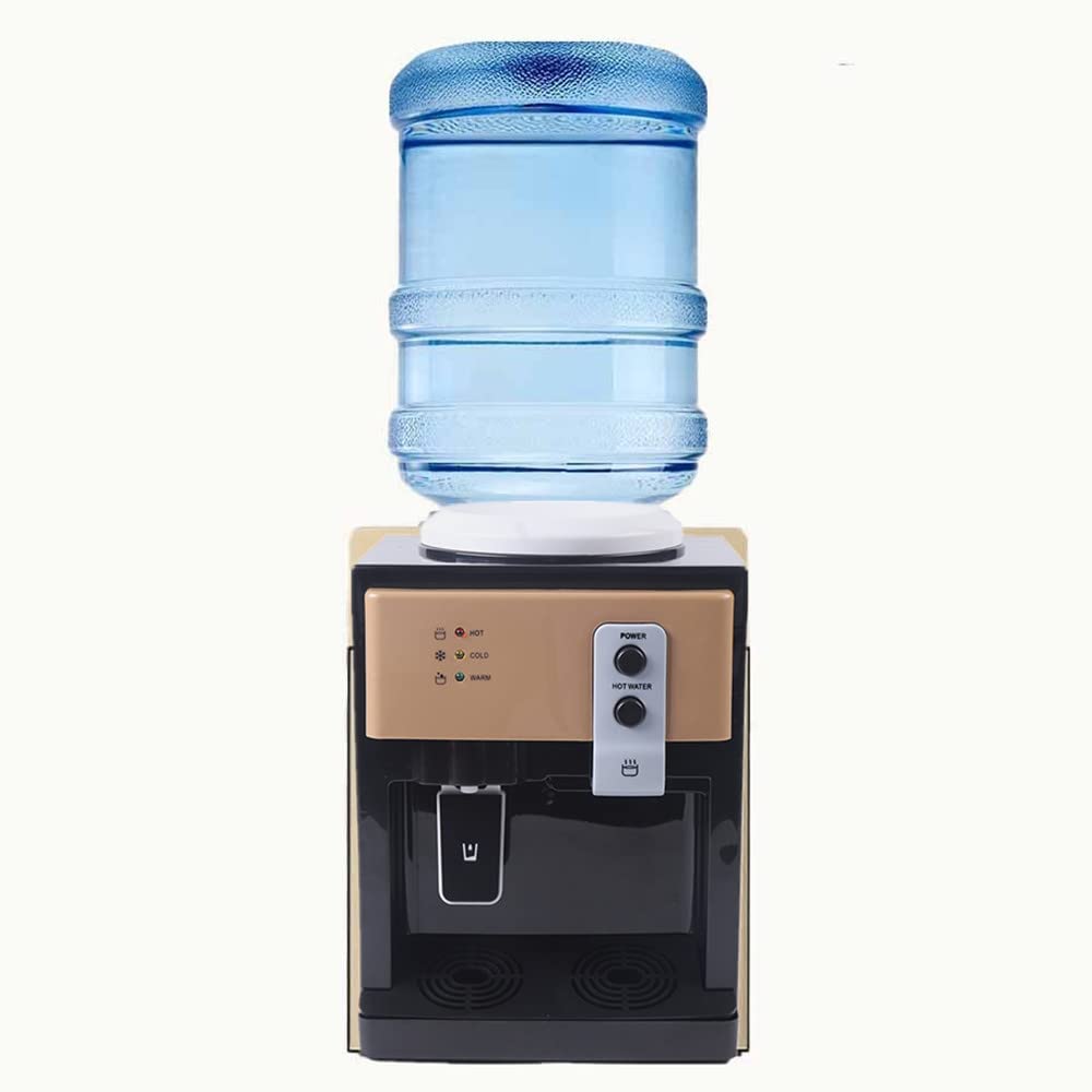 Countertop Water Cooler Dispenser, Top Loading Water Cooler Dispenser, 5 Gallons Freestanding Mini Water Dispenser Hot and Cold Desktop Automatic Drinking Gold