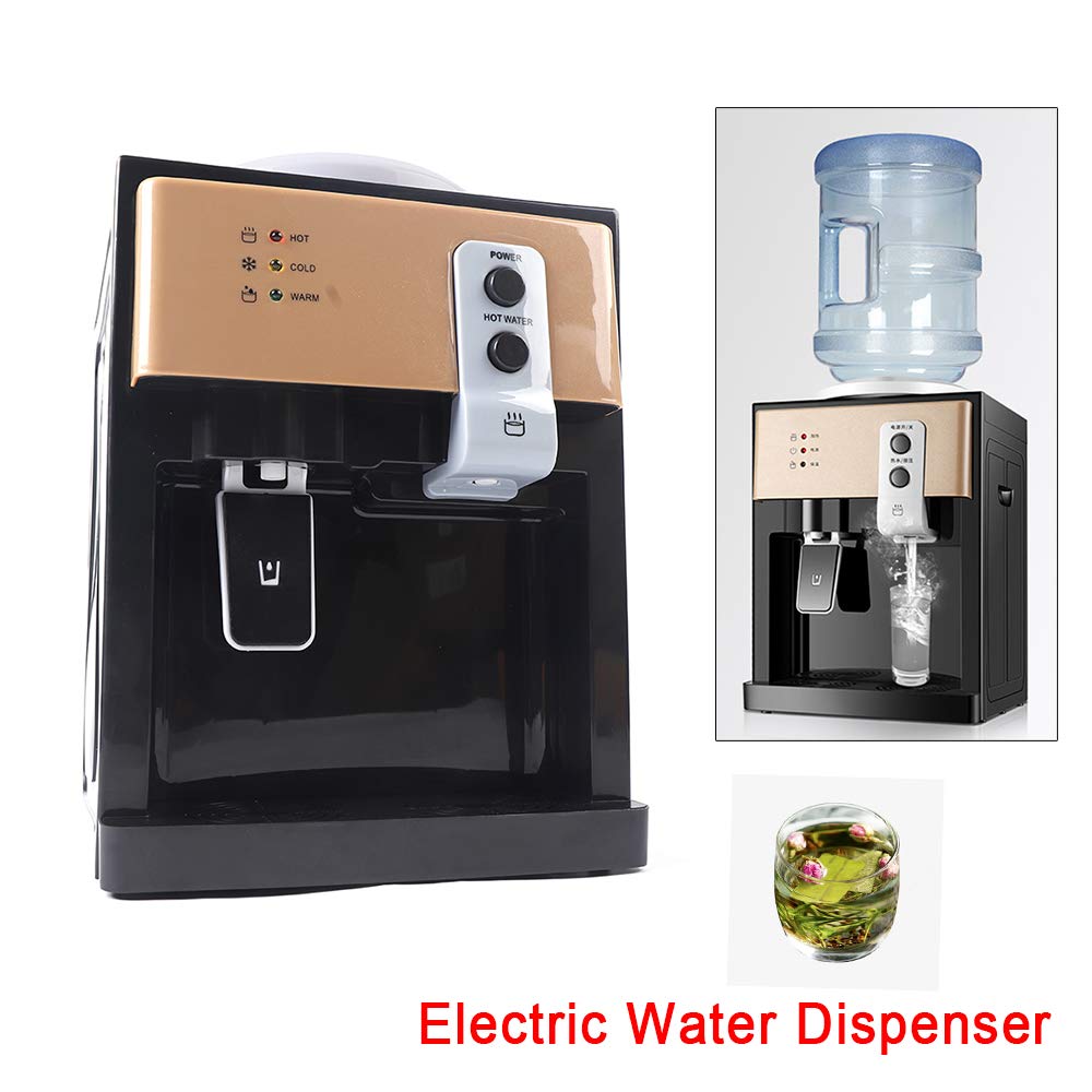 Countertop Water Cooler Dispenser, Top Loading Water Cooler Dispenser, 5 Gallons Freestanding Mini Water Dispenser Hot and Cold Desktop Automatic Drinking Gold