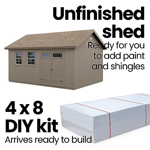 Handy Home Products Scarsdale 12x16 Do-it-Yourself Wooden Storage Shed with Floor Tan