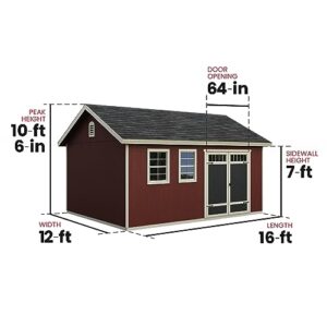 Handy Home Products Scarsdale 12x16 Do-it-Yourself Wooden Storage Shed with Floor Tan