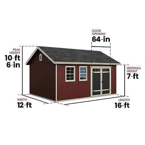 Handy Home Products Scarsdale 12x16 Do-it-Yourself Wooden Storage Shed with Floor Tan