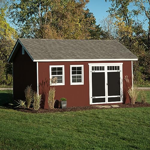 Handy Home Products Scarsdale 12x16 Do-it-Yourself Wooden Storage Shed Tan