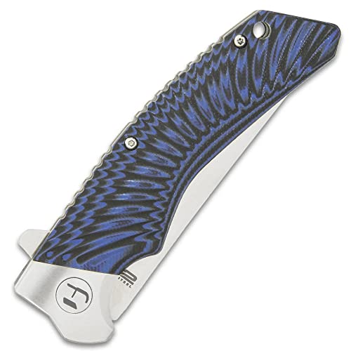 Honshu Black and Blue Sekyuriti Ball Bearing Pocket Knife - D2 Tool Steel Blade, G10 Handle Scales, Steel Pocket Clip, Lanyard Hole – The Perfect Everyday Carry - 4 1/2" Closed