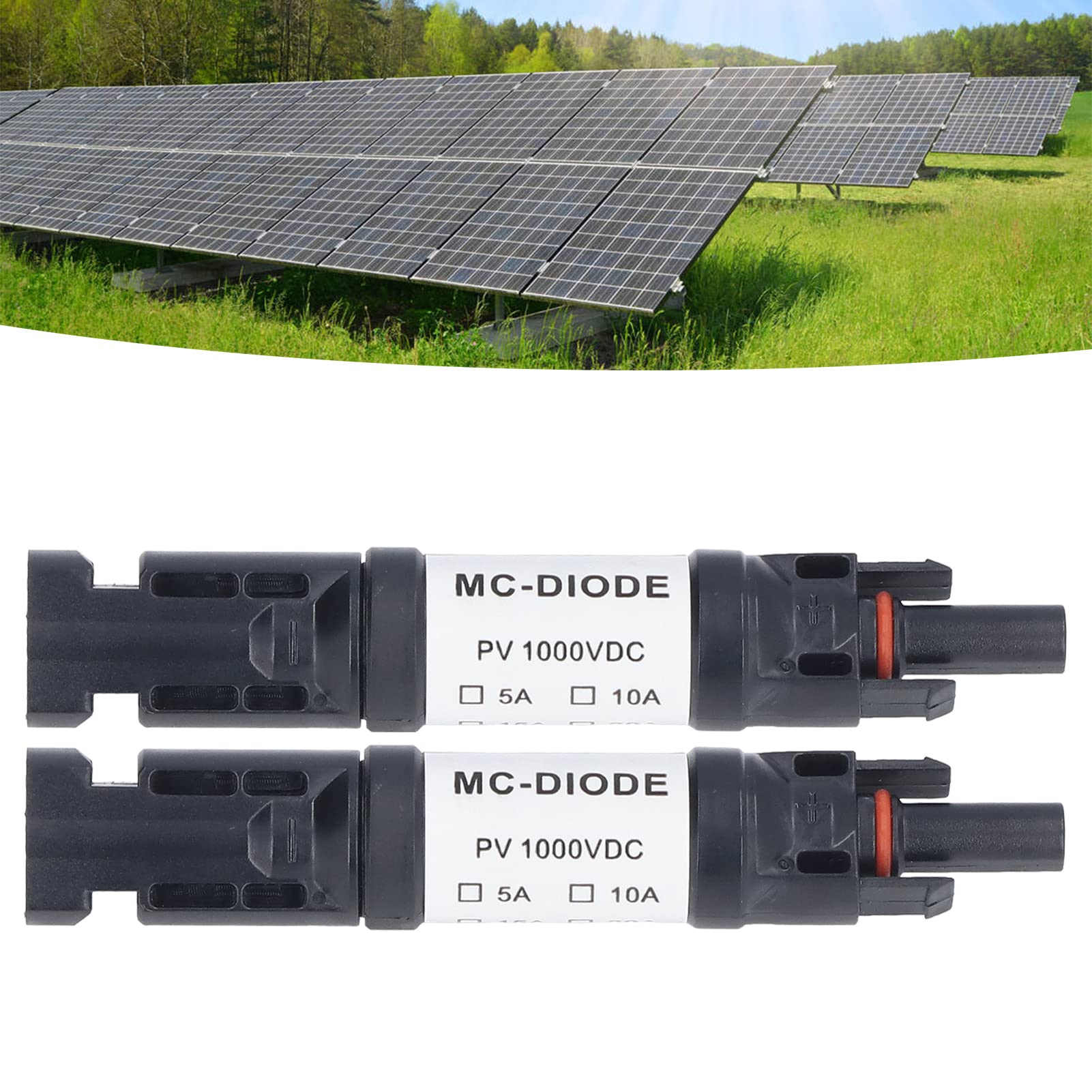 Gugxiom Solar PV Fuse Connector, IP68 Waterproof 1000V in Line Fuse Holder for Solar Panel Connection, Male Female with 1 Built in Fuse(15A)