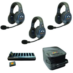 eartec evade evx3d full duplex wireless intercom system with 3 dual speaker headsets