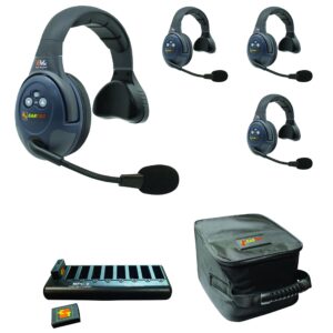 eartec evade evx4s full duplex wireless intercom system with 4 single speaker headsets