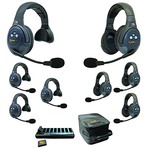 EARTEC Evade EVX844 Full Duplex Wireless Intercom System with 4 Single 4 Dual Speaker Headsets