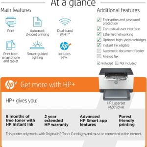 HP (Renewed) Laserjet M209dwe Single-Function Wireless Monochrome Laser Printer for Home Office - Print only - 30 ppm, 600 x 600 dpi, 8.5" x 14" Legal, Auto Duplex Printing, Ethernet