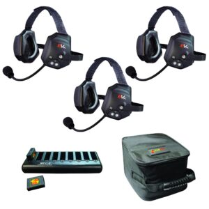 eartec evade evxt3 xtreme full duplex wireless intercom system with 32 dual speaker headsets