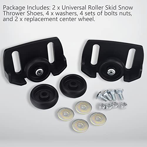 490-241-0038 Rolling Skid Shoes for Craftsman Cub Cadet A-riens Most 2 Stage & 3 Stage Snow Thrower, Fits Machines with 2-3/4" Slot and 3" Bolt Centers - with Spare Plastic Wheels Hardware Kit