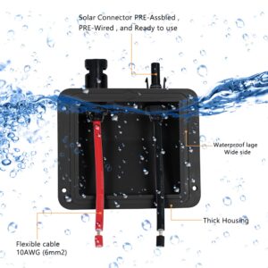 Trisinger Solar Cable Entry Gland,0.33ft 10AWG Soft Solar Extension Cable and Connector, UV Resistance Dual Cable Entry Gland Housing on Rv, Boat, Camper (0.33Ft Black)