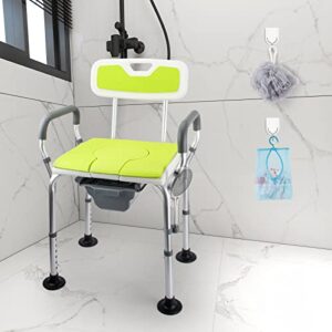 Shower Chair with Arms and Back, Boiarc Shower Benches for Inside Shower, Raised Toilet Seat with Handles, Shower Chairs for Seniors for Shower Stall, Bedside Commode for Elderly Disabled Pregnant