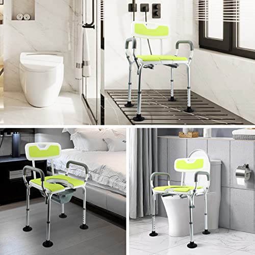 Shower Chair with Arms and Back, Boiarc Shower Benches for Inside Shower, Raised Toilet Seat with Handles, Shower Chairs for Seniors for Shower Stall, Bedside Commode for Elderly Disabled Pregnant