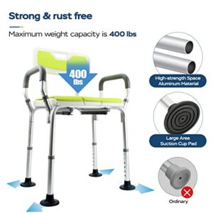 Shower Chair with Arms and Back, Boiarc Shower Benches for Inside Shower, Raised Toilet Seat with Handles, Shower Chairs for Seniors for Shower Stall, Bedside Commode for Elderly Disabled Pregnant