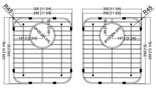 Sink Protector Grid 2 Pack 12 x 11.73 inc, 304 Stainless Steel Sink Grate with Draining Hole, Kitchen Sink Rack for Bottom of Sink