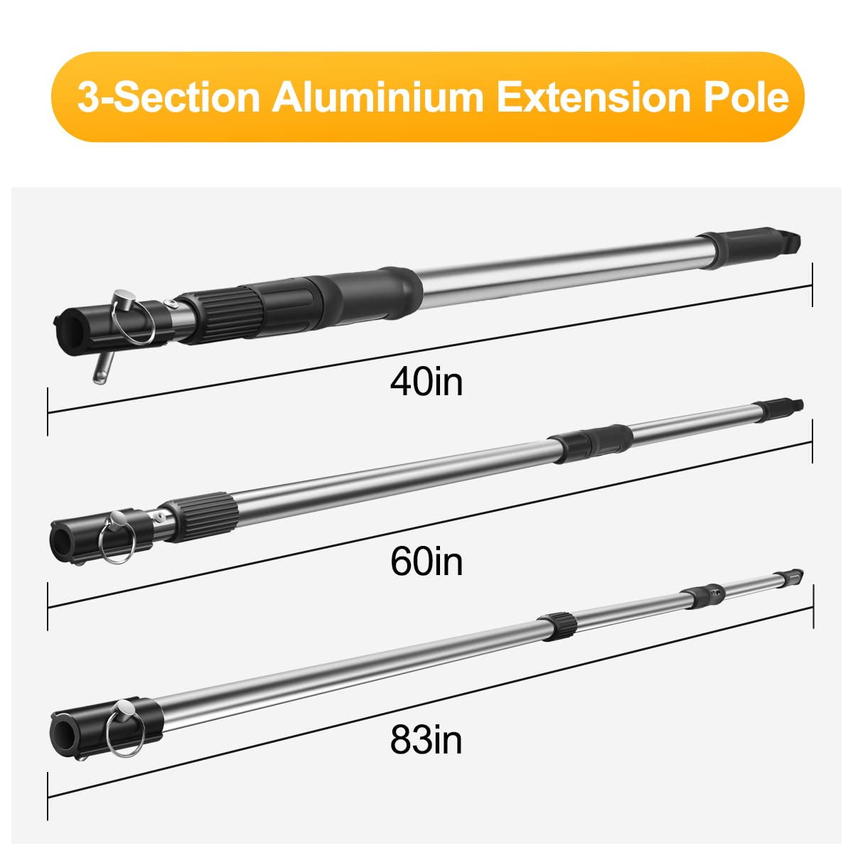 FUNTECK Skimming Blade Set with Transport Case | 12”, 20” & 30” Blades + 40" - 83" Extension Handle + Replacement Blade Inserts | Extruded Aluminum & Stainless Steel Construction | Impact Resistance