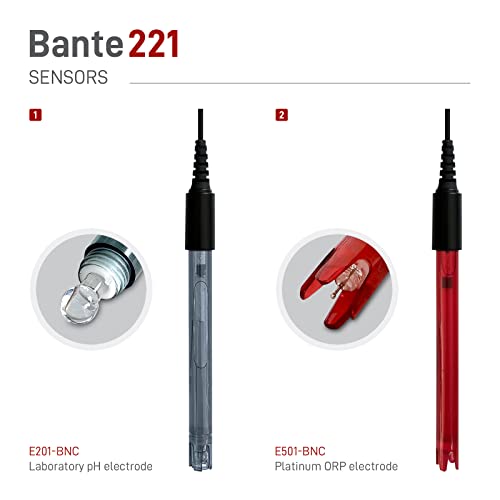 Bante 221 Portable pH ORP Meter | Handheld pH Meter | Equipped with pH and ORP Electrodes | Accuracy ±0.002 pH, ±0.2 mV | 500 Sets of Data Storage