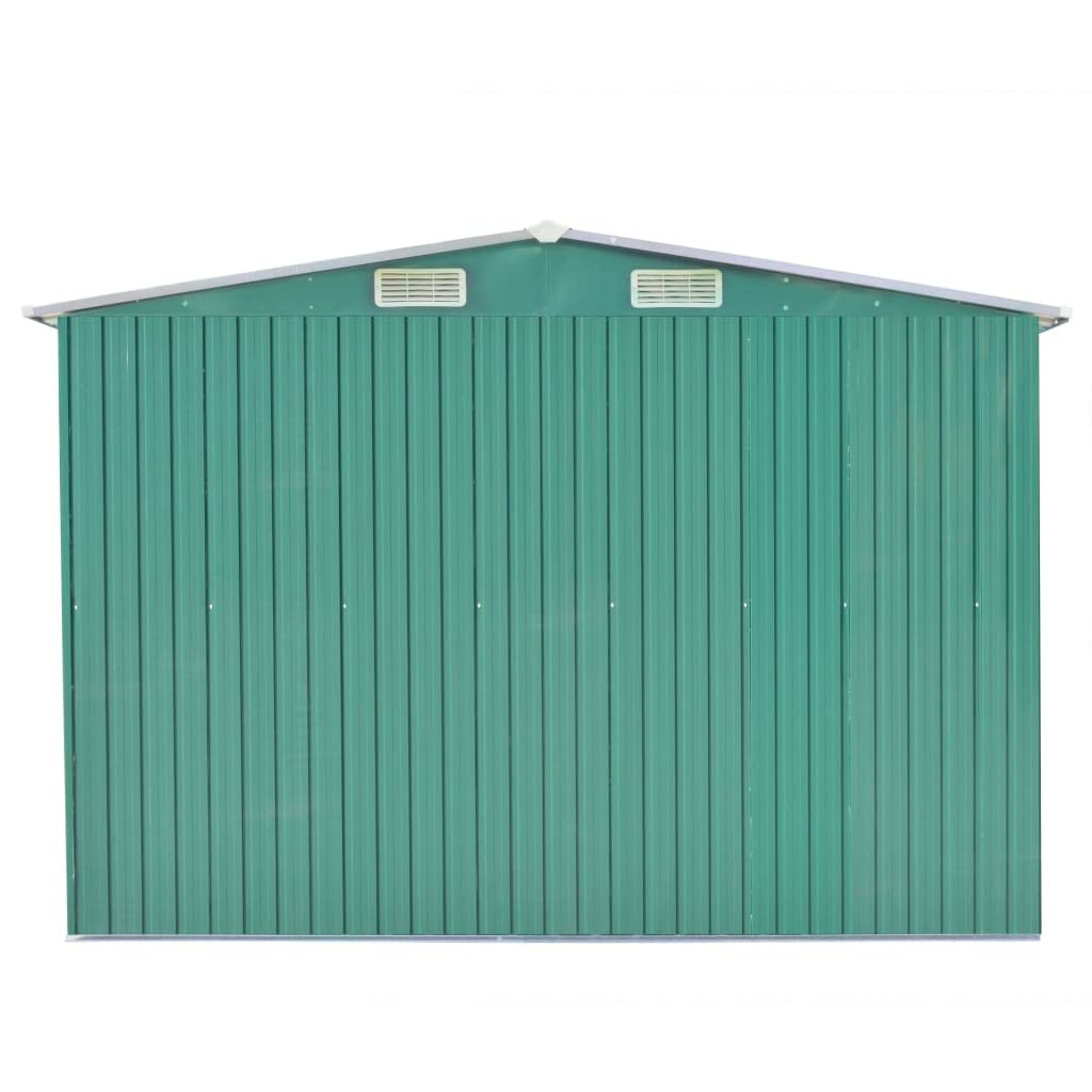 Outdoor Metal Storage Shed, Garden Shed with Door and Vents, Tool Room for Backyard, Patio, Lawn Garden Shed 101.2"x154.3"x71.3" Metal Green