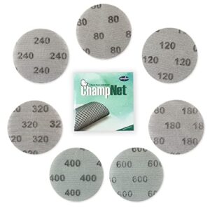 champnet 6 inch mesh sanding discs hook and loop sanding net dust free abrasive pads assortment | 35 sander sheets pack | for woodworking, industrial use