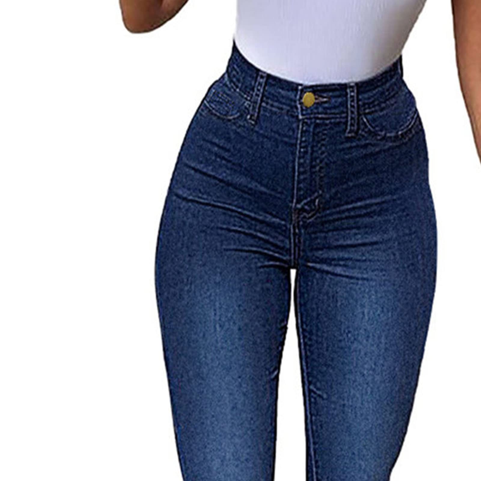 Bell Bottom Jeans for Women Skinny High Waisted Flared Denim Pants Classic 70s Skinny Flare Jean Trousers (Dark Blue,Large)