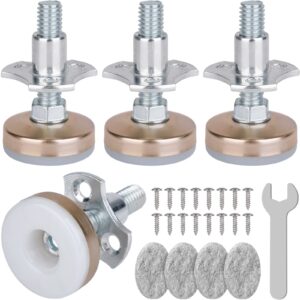heavy duty furniture levelers 3/8''-16 thread w/ t-nut kit furniture leveling feet adjustable furniture levelers for tables,cabinets,chairs,workbench,sofa and more,large base supports 1320lbs-set of 4