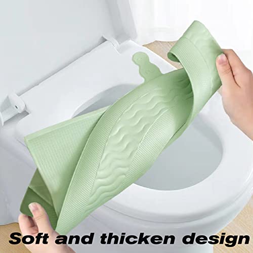 Reusable Toilet Seat, Bathroom Toilet Seat Cover Pads with Handle, Waterproof EVA Soft Pad Self-Adhesive Toilet Seat Cover Pads (Grey & Light Green)…