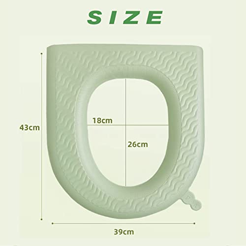 Reusable Toilet Seat, Bathroom Toilet Seat Cover Pads with Handle, Waterproof EVA Soft Pad Self-Adhesive Toilet Seat Cover Pads (Grey & Light Green)…