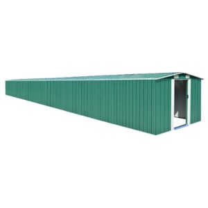 outdoor storage shed, garden shed, sun protection and waterproof tool storage shed for yard, lawn, backyard garden shed green 101.2"x389.8"x71.3" galvanized steel