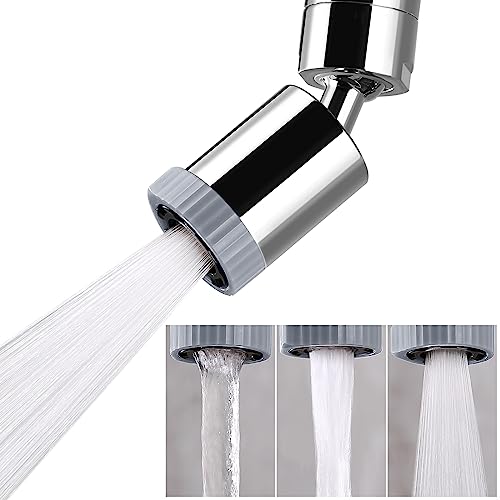 Swivel Kitchen Faucet Aerator, 3 Spray Models Faucet Sprayer Attachment, Faucet Nozzle 55/64-27UNS Famale Thread, Male Thread Adapter included, Faucet Aerator Chrome