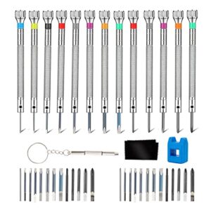 39 pieces of watch screwdriver set - jewelers screwdriver set - with 26 extra pieces of screwdriver bits - ideal tools for watchmakers, eyeglass, electronics, jewelry, watches, eyeglasses, sunglasses