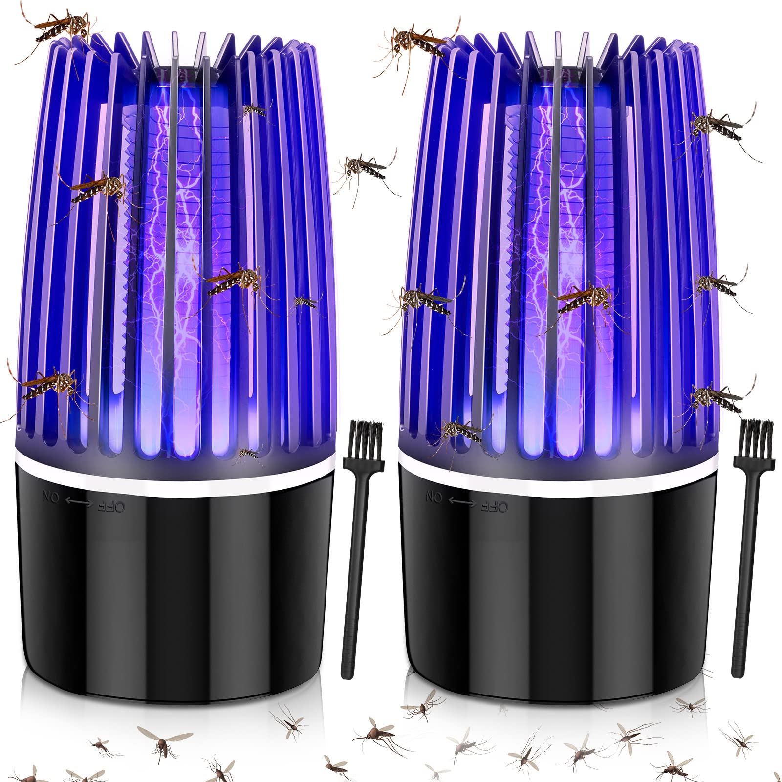 2 Pcs Bug Zapper Mosquito Killer Electric Mosquito Repellent Outdoor Indoor Mosquito Zapper with 360 Degrees LED USB Power Supply for Mosquito Insect Fly and Gnat Moth